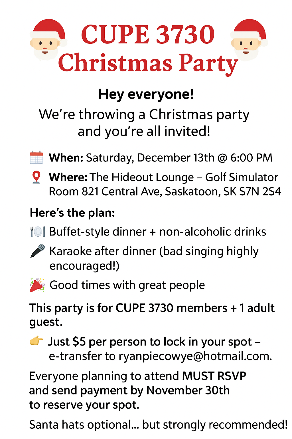 Christmas Party!!!! @ The Hideout